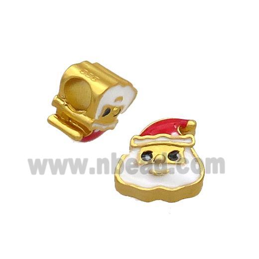 Santa Claus Charms Alloy Enamel Large Hole Gold Plated