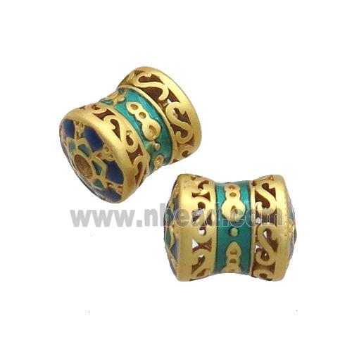 Copper Bamboo Beads Green Enamel Unfade Gold Plated