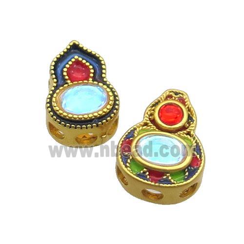Copper Gourd Beads Multicolor Enamel Unfade Gold Plated Mixed