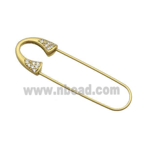 Copper Safety Pin Pave Zirocn Unfade Gold Plated