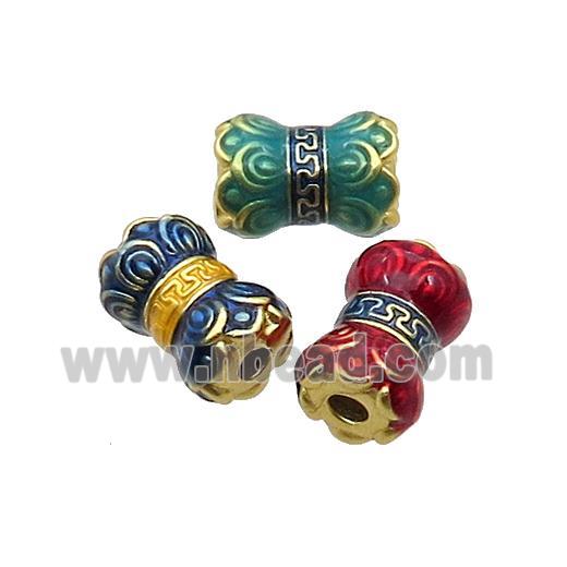 Tibetan Sytle Copper Lotus Beads Cloisonne Flower Gold Plated Mixed