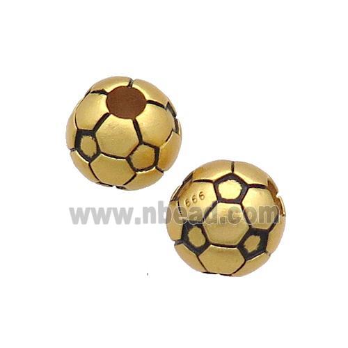 Copper Round Beads Football Large Hole 18K Gold Plated