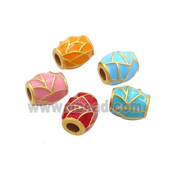 Copper Barrel Beads Enamel 18K Gold Plated Mixed