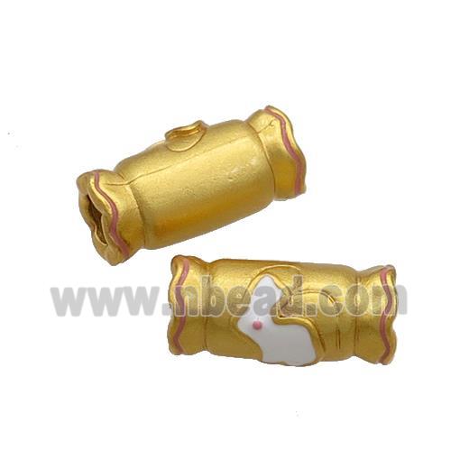 Copper Tube Beads Rabbit Large Hole 18K Gold Plated