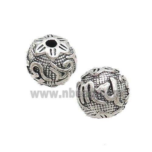 Tibetan Style Zinc Round Beads Antique Silver