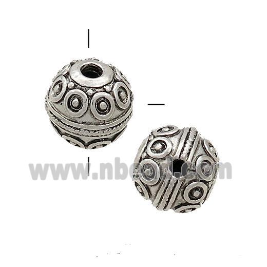 Tibetan Style Zinc Guru Beads Round THole Antique Silver