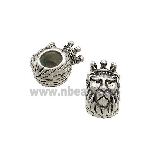 Tibetan Style Zinc Lion Beads Large Hole Antique Silver