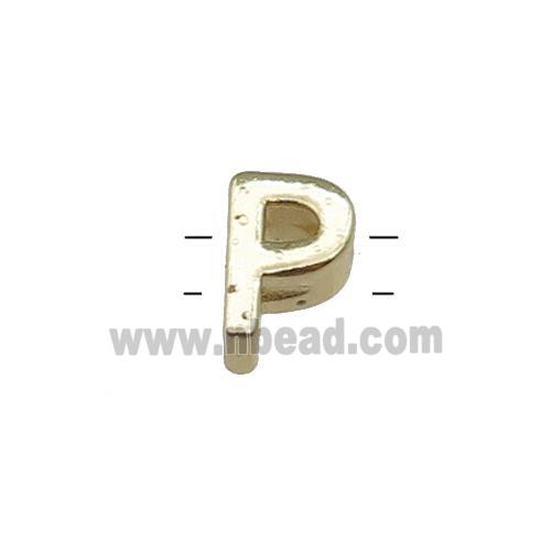 Copper Letter P Beads 2holes Gold Plated