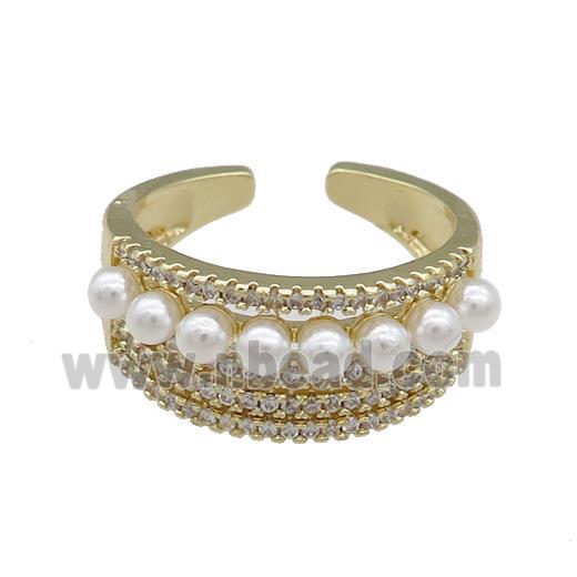 Copper Rings Pave Pearlized Plastic Gold Plated