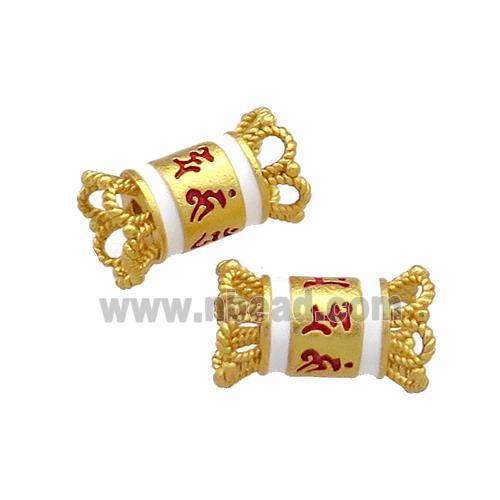 Copper Tube Beads White Cloisonne 18K Gold Plated
