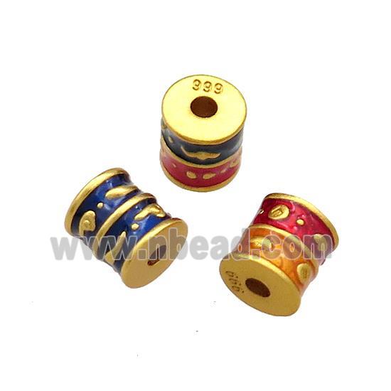 Copper Tube Beads Cloisonne 18K Gold Plated Mixed