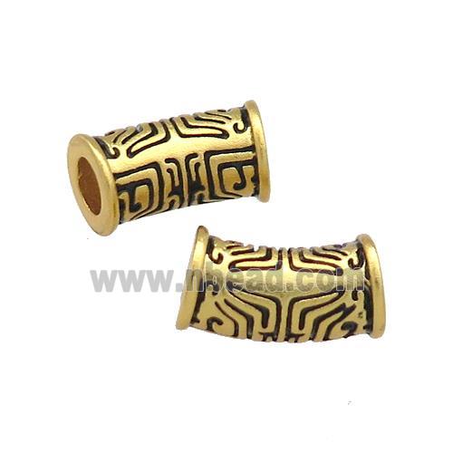 Copper Tube Beads Curved Unfade Large Hole 18K Gold Plated