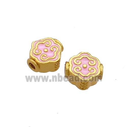 Copper Beads Pink Cloisonne 18K Gold Plated