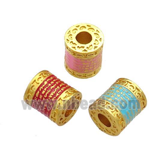 Copper Tube Beads Cloisonne Buddhist Large Hole 18K Gold Plated Mixed