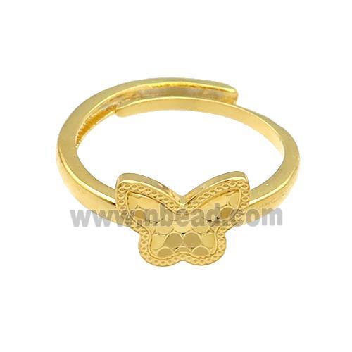 Copper Butterfly Rings Unfade Adjustable 18K Gold Plated