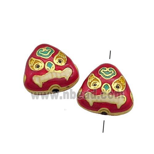 Copper Tiger Beads Red Painted Triangle Gold Plated