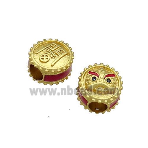 Copper Tiger Beads Painted Large Hole Gold Plated