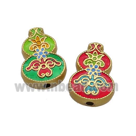 Copper Courd Beads Multicolor Painted Gold Plated