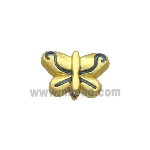 Copper Butterfly Beads Blue Painted Gold Plated