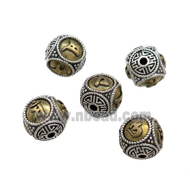 Tibetan Style Copper Round Beads Mala Buddhist OM Meditation Antique Silver Bronze Mixed