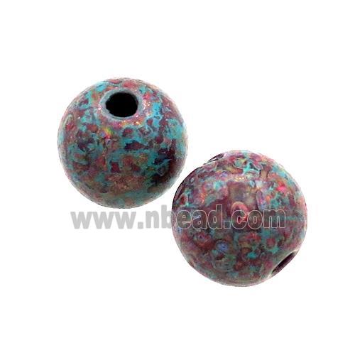 Wood Beads Red Blue Painted Smooth Round