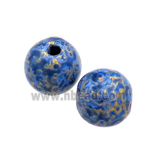 Wood Beads Blue Painted Smooth Round