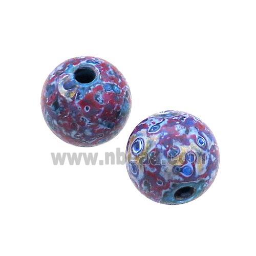Wood Beads Purple Blue Painted Smooth Round