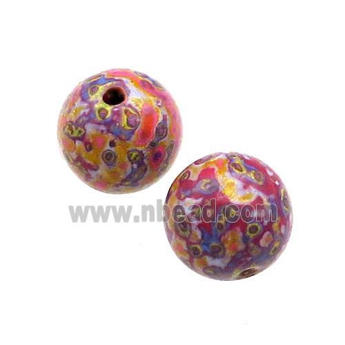 Wood Beads Purple Multicolor Smooth Round