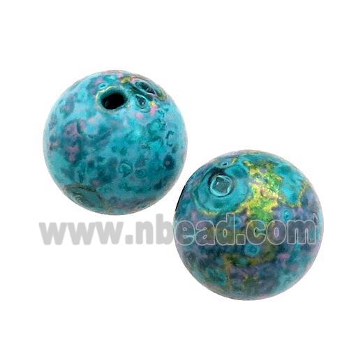 Wood Beads Teal Painted Smooth Round