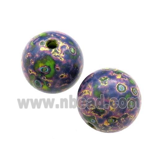Wood Beads Purple Painted Smooth Round