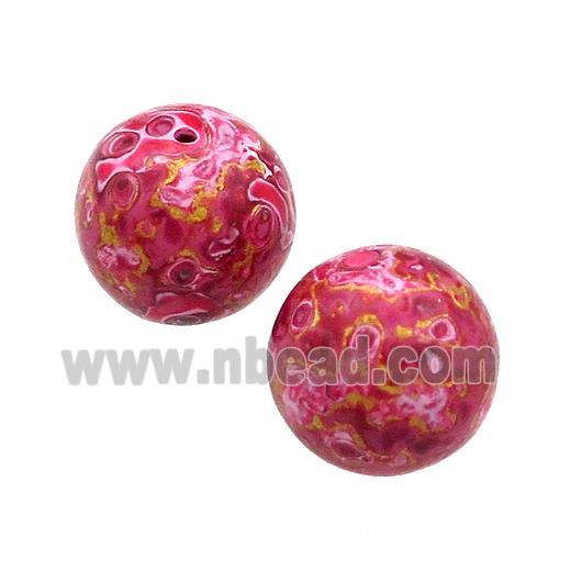 Wood Beads Red Painted Smooth Round