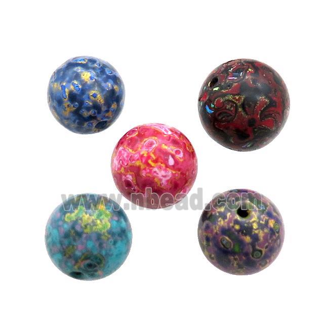 Wood Beads Painted Smooth Round Mixed Color