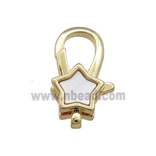 Copper Lobster Clasp Pave Shell Star 18K Gold Plated