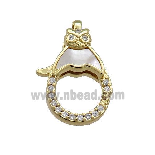 Copper Lobster Clasp Pave Shell Zircon 18K Gold Plated