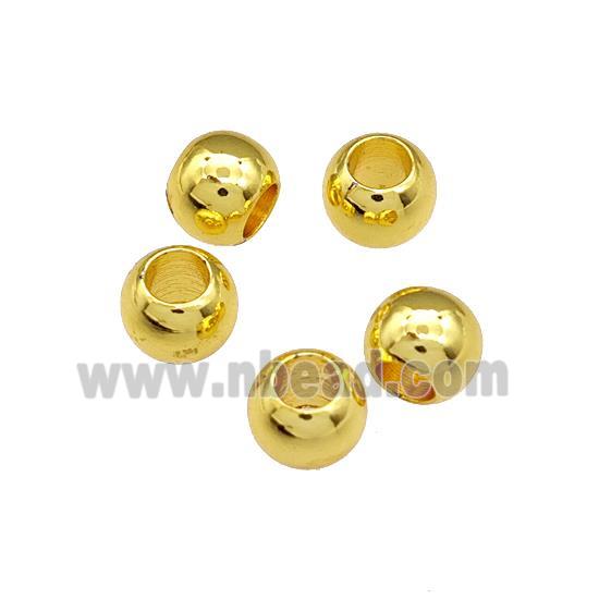 Copper Round Beads Large Hole Gold Plated Smooth