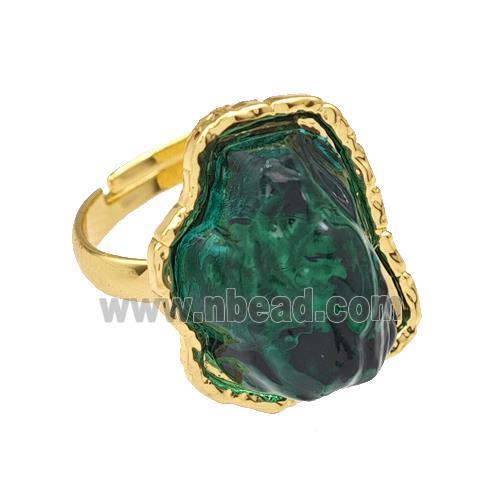 Copper Rings Pave Green Acrylic Mountain Adjustable Gold Plated