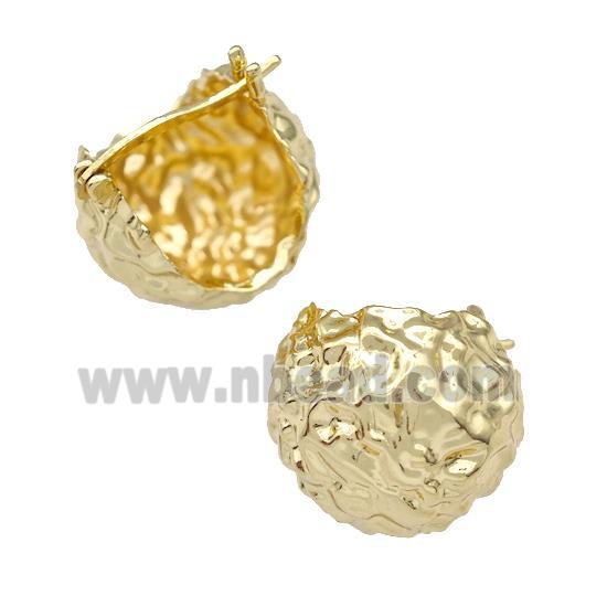 Copper Latchback Earrings Hollow Hammered Gold Plated