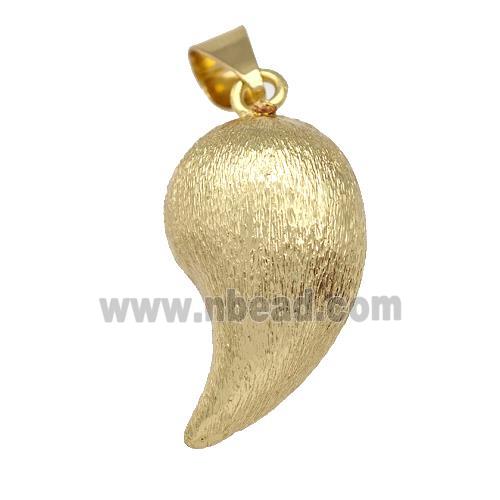 Copper Comma Chili Pendant Brushed Hollow Gold Plated