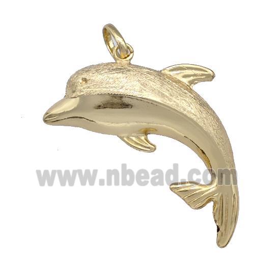 Copper Dolphin Pendant Brushed Gold Plated