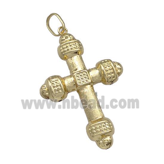 Copper Cross Pendant Brushed Gold Plated