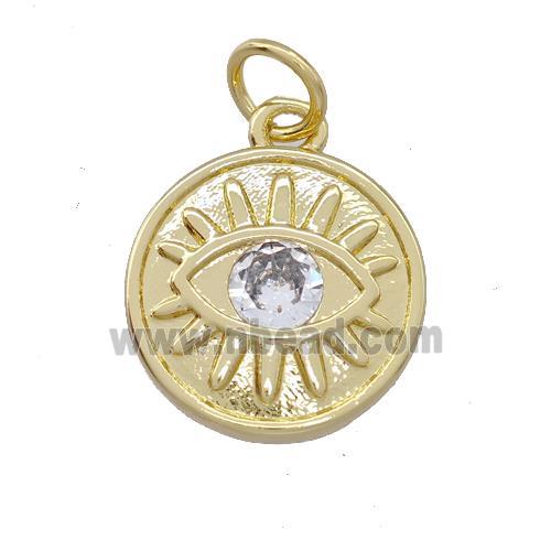 Copper Eye Pendant Pave Zircon Circle Gold Plated