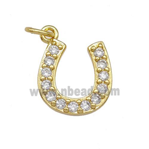 Copper Horseshoes Pendant Pave Zircoina Gold Plated