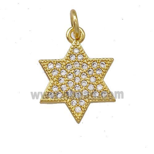 Copper David Star Pendant Pave Zirconia Gold Plated