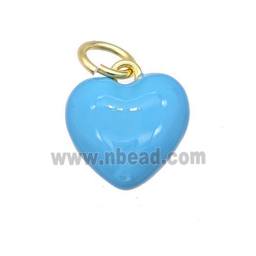 Copper Heart Pendant Blue Enamel Gold Plated