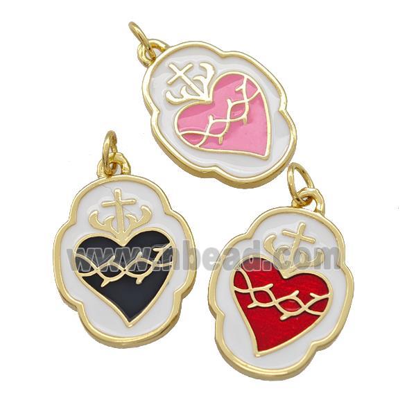 Copper Heart Pendant White Enamel Gold Plated Mixed