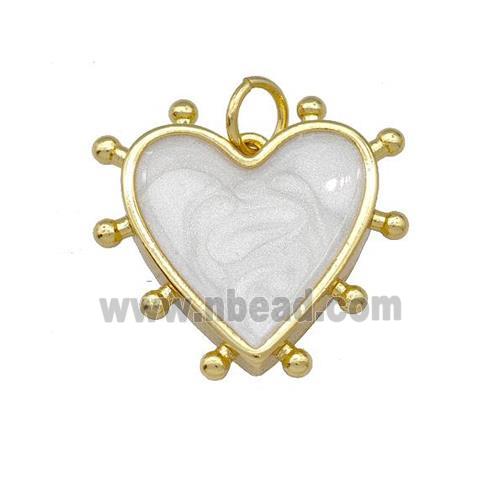 Copper Heart Pendant White Painted Gold Plated