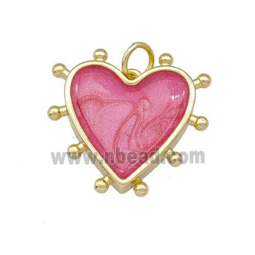 Copper Heart Pendant Red Painted Gold Plated