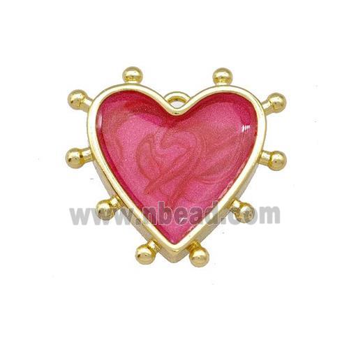 Copper Heart Pendant Red Painted Gold Plated