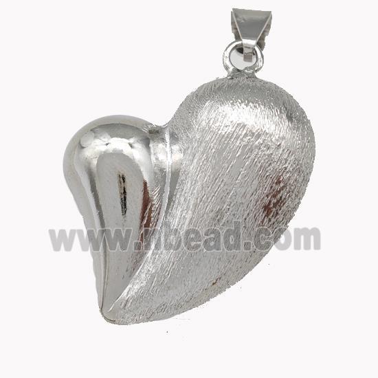 Copper Heart Pendant Brushed Hollow Platinum Plated