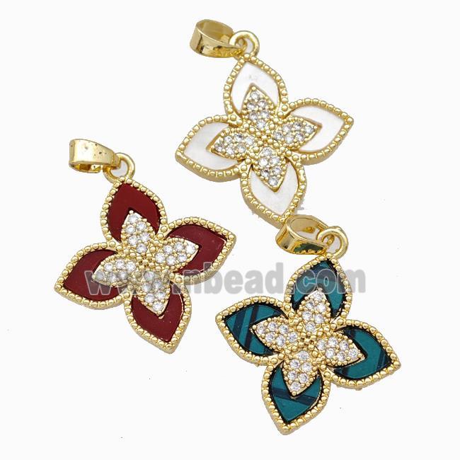 Resin Pendant Pave zircon 18K gold plated